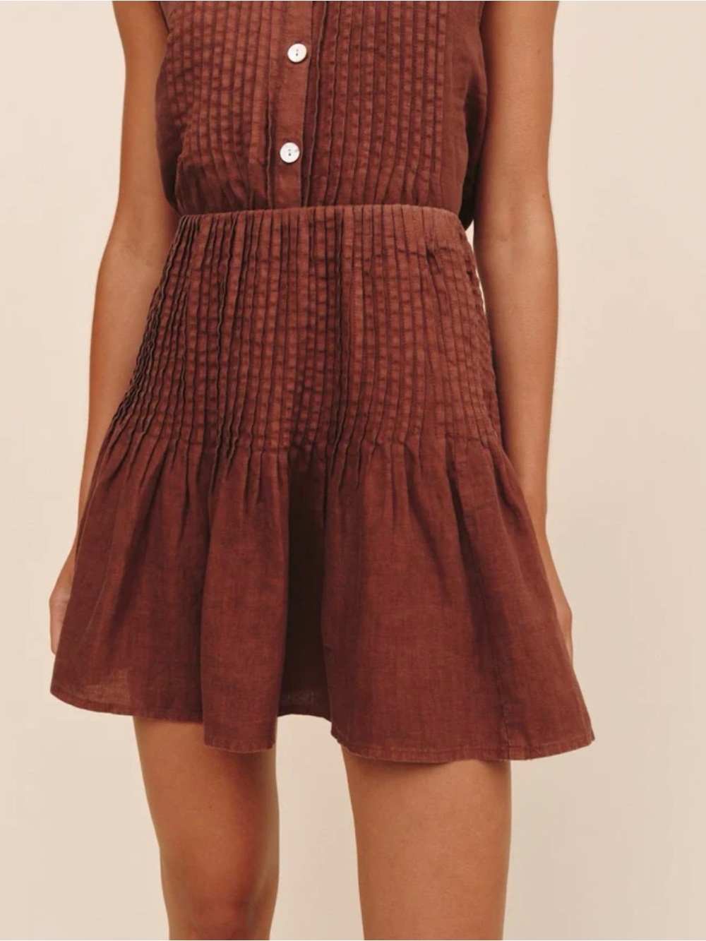 Bella Dahl Brown Mini Skirt - Picture 1 of 4